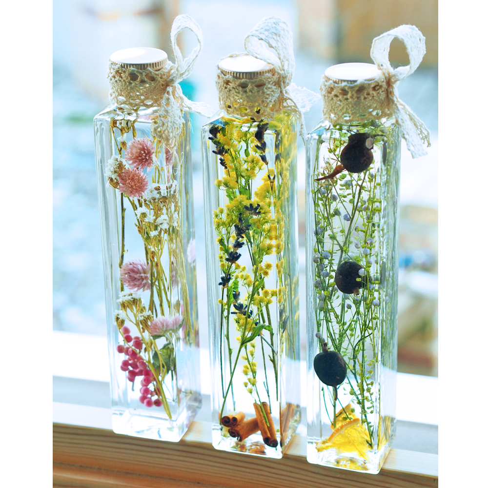 ◇ハーバリウム 313 大人グリーンのバラbottle *.:。✿*゜ 【公式通販】